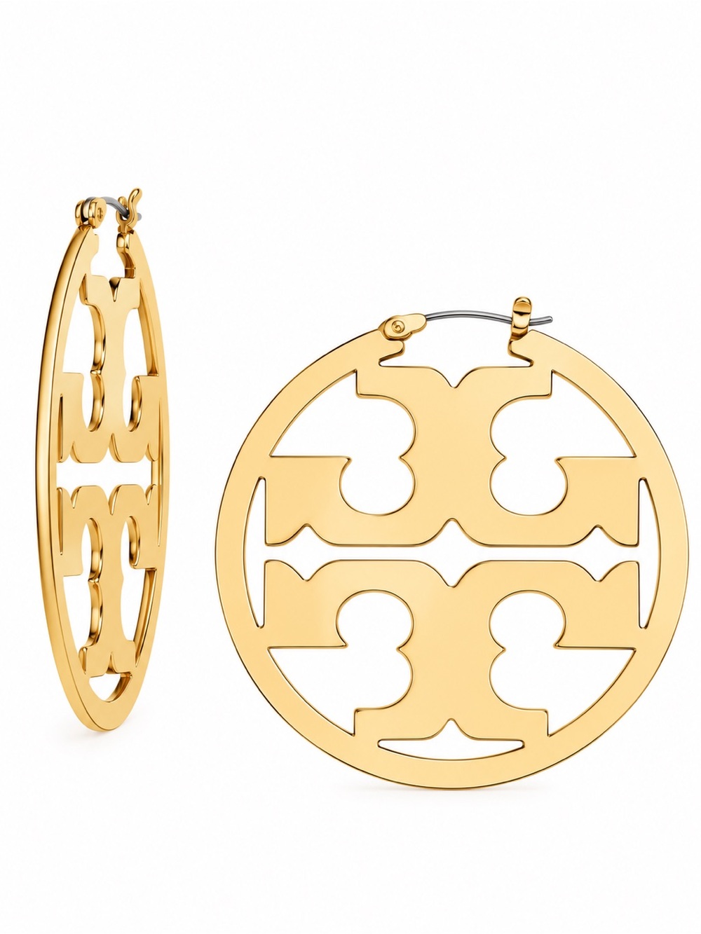 TORY BURCH • Gold Miller Logo Hoop Earrings
